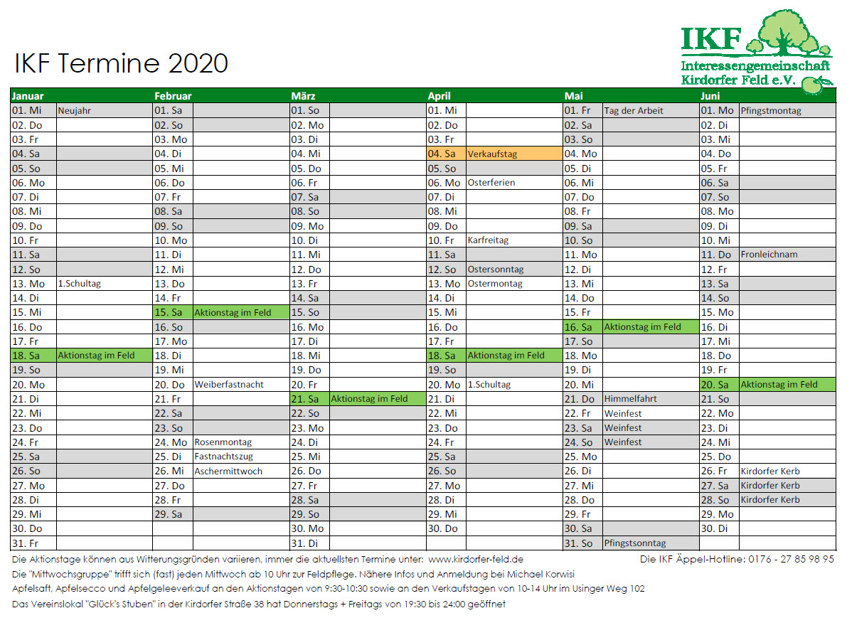 IKF Kalender 2020 Pre